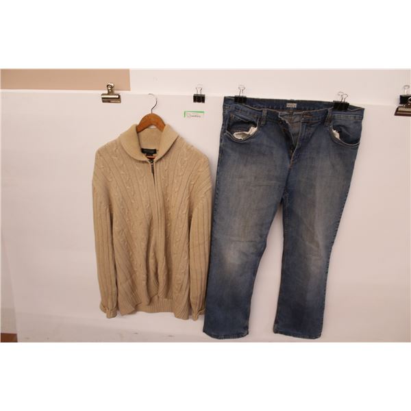 Denver Haynes Pants - Size 38 x 32 & Men's Cable Knit Sweater - Size XL