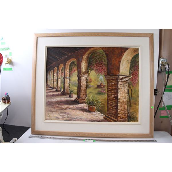 * Italian Patio Fountain Scene Print Picture by Maxine Abraham - 40"x 30"