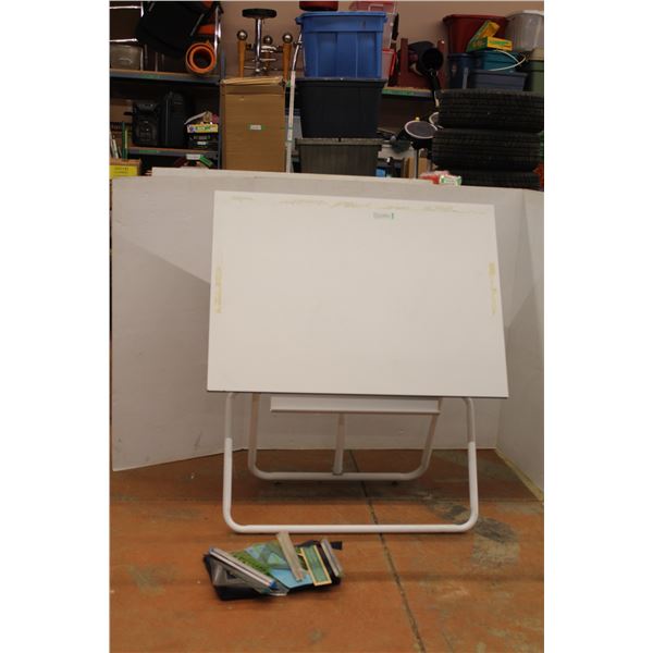 * Folding Drafting Table/ Art Easel w/ Drafting Items (Rulers, Stencils, Misc.)- 47" x 42"