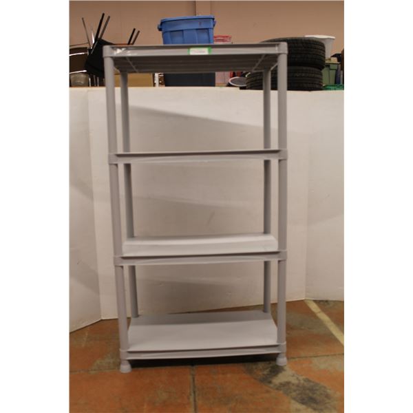 * Four Tier Plastic Shelving Unit - 52" x 27.5" x 15" - Some Wear