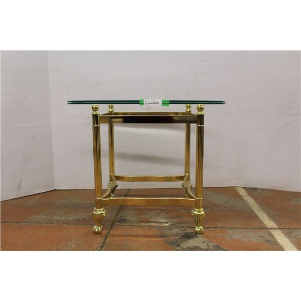 * End Table - Metal & Glass - Has Extra Glass Top - 26" x 22"