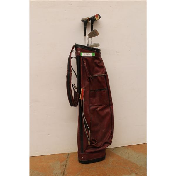 * Vintage Golf Bag w/Spalding & North Western Clubs - Some Wear