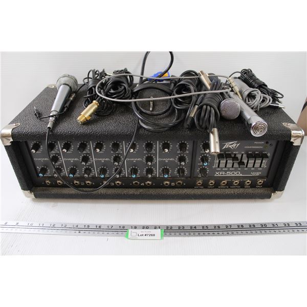 Peavy XR 500 Amp Stereo System (Series 260C) & Microphones, Misc. - As Is