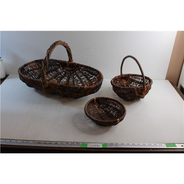 (3) Handmade Willow Baskets
