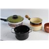 Image 3 : (4) Assorted Pots and (1) Enamel Lid