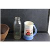 Image 2 : Ceramic Planter, Vintage Milk Glass Bottle and Beer Stein