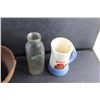 Image 5 : Ceramic Planter, Vintage Milk Glass Bottle and Beer Stein