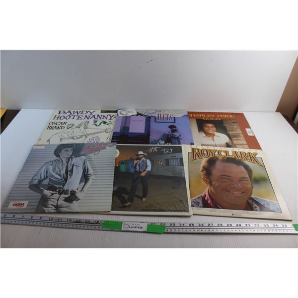 (6) Vinyl Records - Roy Clark, Charley Pride and Barry