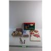 Image 1 : Table Cover, Outdoor Miniature Light Set, Christmas Ornaments and Envelopes