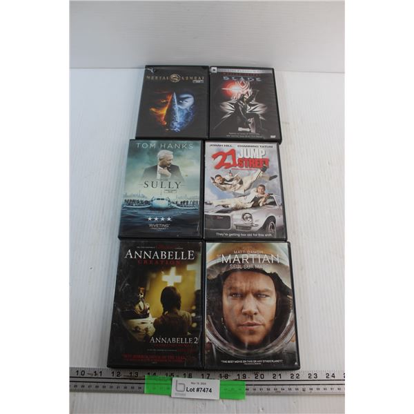 (6) DVD Movies - Annabelle, The Martian and Mortal Kombat
