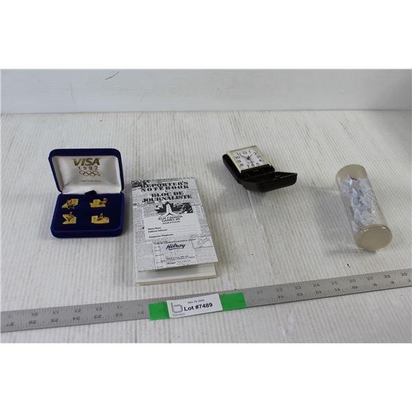 Notepad, Clock, (4) Visa 1992 Olympic Pins
