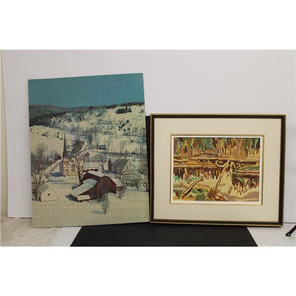 Painting - 24" x 20", Winter Puzzle Glued - 22" x 28"