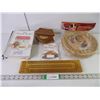 Image 1 : (4) Cookbooks, Crib Board, Coaster Set, Bamboo Paper plate Holders and turkey stuffing bag