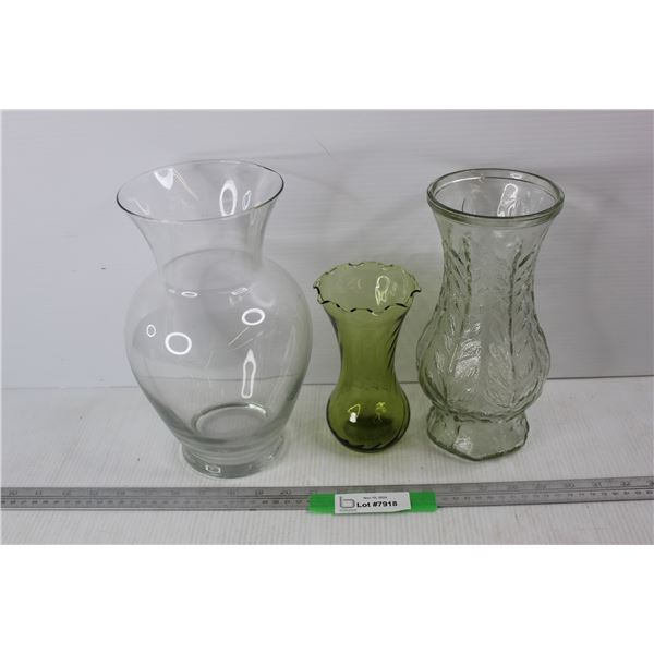 (3) Various Glass Vases- All As Is