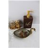Image 4 : Lot Of Various Decor Items, Swan Like Soap Dish, Hand Soap Dispenser, Misc.