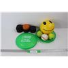 Lot Of Various Balls/ Pucks, Frisbees, (8) Hockey Pucks, (2) Frisbees, (4) Baseballs/ Tennis Balls, 
