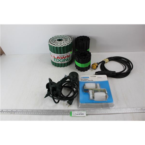 Lot Of various Items, Mastercraft Bed Rollers- NIB, (3) Rolls Of Plastic Lawn Edging- Unknown Length
