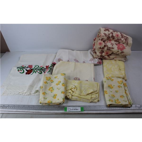 (8) Vintage Various Pillow Cases, (3) Hand Towels- As Is