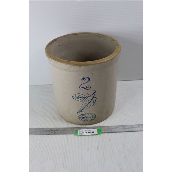 Vintage 2 Gallon Union Stoneware Co. Crock Pot Red Wing MINN. - As Is