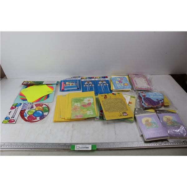 Various Birthday Supplies, Cards, Invitations, Candles, Misc.