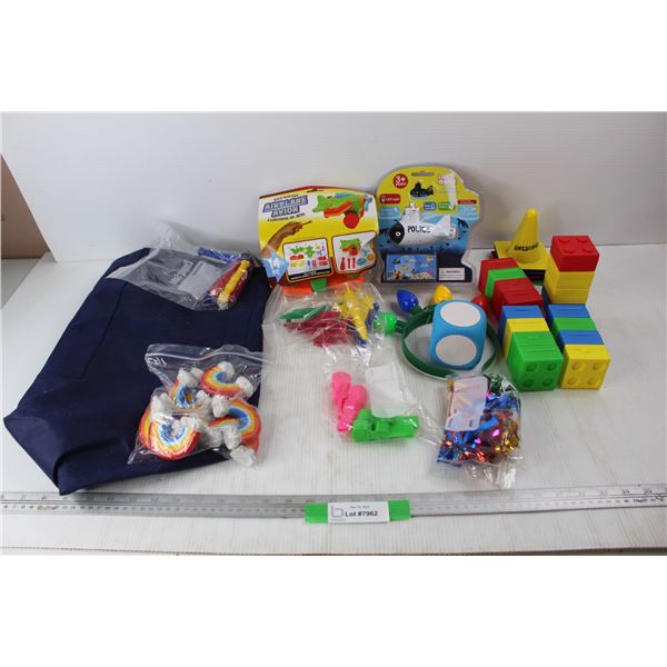 Lot Of Various Toys, Toy Submarine, Party Blowers, Plastic Airplanes, Misc.