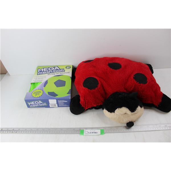 Small Lady Bug Pillow, Mega Mesh Ball- NIB