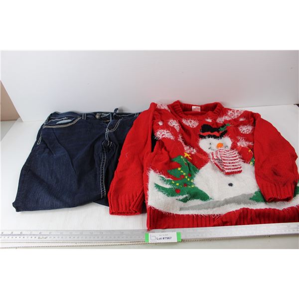 Ugly Christmas Sweater, Size Small, Pair Of Silver Jeans- Size L33