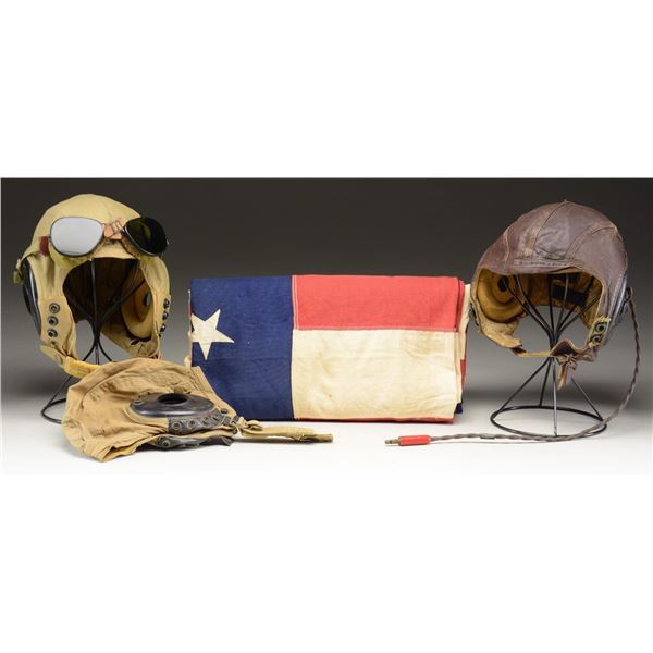 US 48 STAR FLAG & 3 FLIGHT HELMETS.