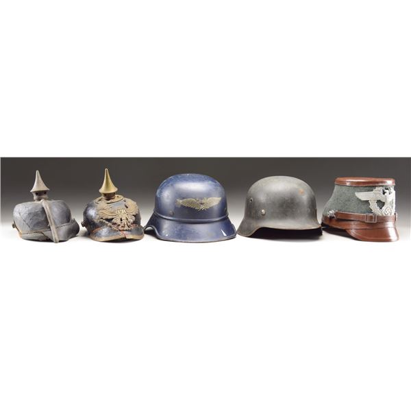 5 GERMAN MILITARY HELMETS.