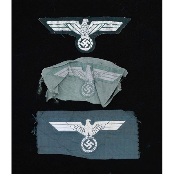 3 WWII GERMAN BREAST EAGLES.