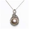 Image 3 : 14mm Tahitian Pearl and 1.07 ctw Diamond Platinum Pendant