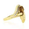 Image 5 : 18k Yellow Gold 1.98 ctw Pear Cut Citrine & Channel Diamond Grooved Bypass Ring