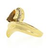 Image 6 : 18k Yellow Gold 1.98 ctw Pear Cut Citrine & Channel Diamond Grooved Bypass Ring