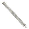 Image 4 : Italian 14K White Gold 7.5" Mesh Tube & Polished Unique Link Wide Strap Bracelet