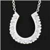 Image 3 : Vintage 14k White Gold .39 ctw Round Pave Diamond Lucky Horseshoe Pendant Neckla