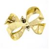 Image 4 : Vintage 14K TT Gold 0.20 ctw Pave Diamond Center Textured Grooved Bow Pin Brooch