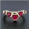 Image 2 : 14k Yellow Gold Lab Created Pink Sapphire Ruby Chevron Stackable Band Ring