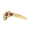 Image 5 : 14k Yellow Gold Lab Created Pink Sapphire Ruby Chevron Stackable Band Ring