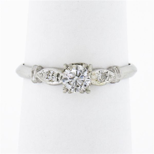 Antique Art Deco Platinum .34 ctw Round Diamond w/ Accents Promise Engagement Ri