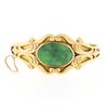 Image 1 : Vintage 14k Gold 6" Oval Cabochon Bezel Jade Wide Hinged Open Bangle Bracelet
