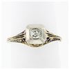 Image 1 : Antique Edwardian 14K TT Gold 0.15 ctw Old Mine Diamond Filigree Engagement Ring