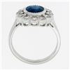 Image 9 : NEW Platinum 2.37 ctw GIA NO HEAT Oval Bezel Sapphire Diamond Milgrain Halo Ring