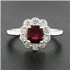 Image 2 : Platinum 1.35 ctw GIA BURMA NO HEAT Cushion VIVID RED Spinel Diamond Halo Ring