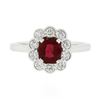 Image 4 : Platinum 1.35 ctw GIA BURMA NO HEAT Cushion VIVID RED Spinel Diamond Halo Ring