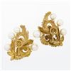 Image 4 : Vintage 14K Gold Cultured Pearl Textured Overlap Knot Clip On Statement Earrings