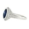 Image 5 : Estate Platinum GIA Oval Ceylon Bezel Sapphire Pave Diamond Halo Engagement Ring