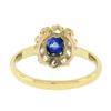Image 7 : Vintage 14k Yellow Gold GIA NO HEAT Cushion Sapphire w/ Diamond Flower Halo Ring