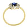 Image 8 : Vintage 14k Yellow Gold GIA NO HEAT Cushion Sapphire w/ Diamond Flower Halo Ring