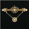Image 2 : Vintage Victorian Revival 14K Gold Diamond Detailed Bar Pin Brooch w/ Dangle