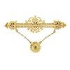 Image 3 : Vintage Victorian Revival 14K Gold Diamond Detailed Bar Pin Brooch w/ Dangle